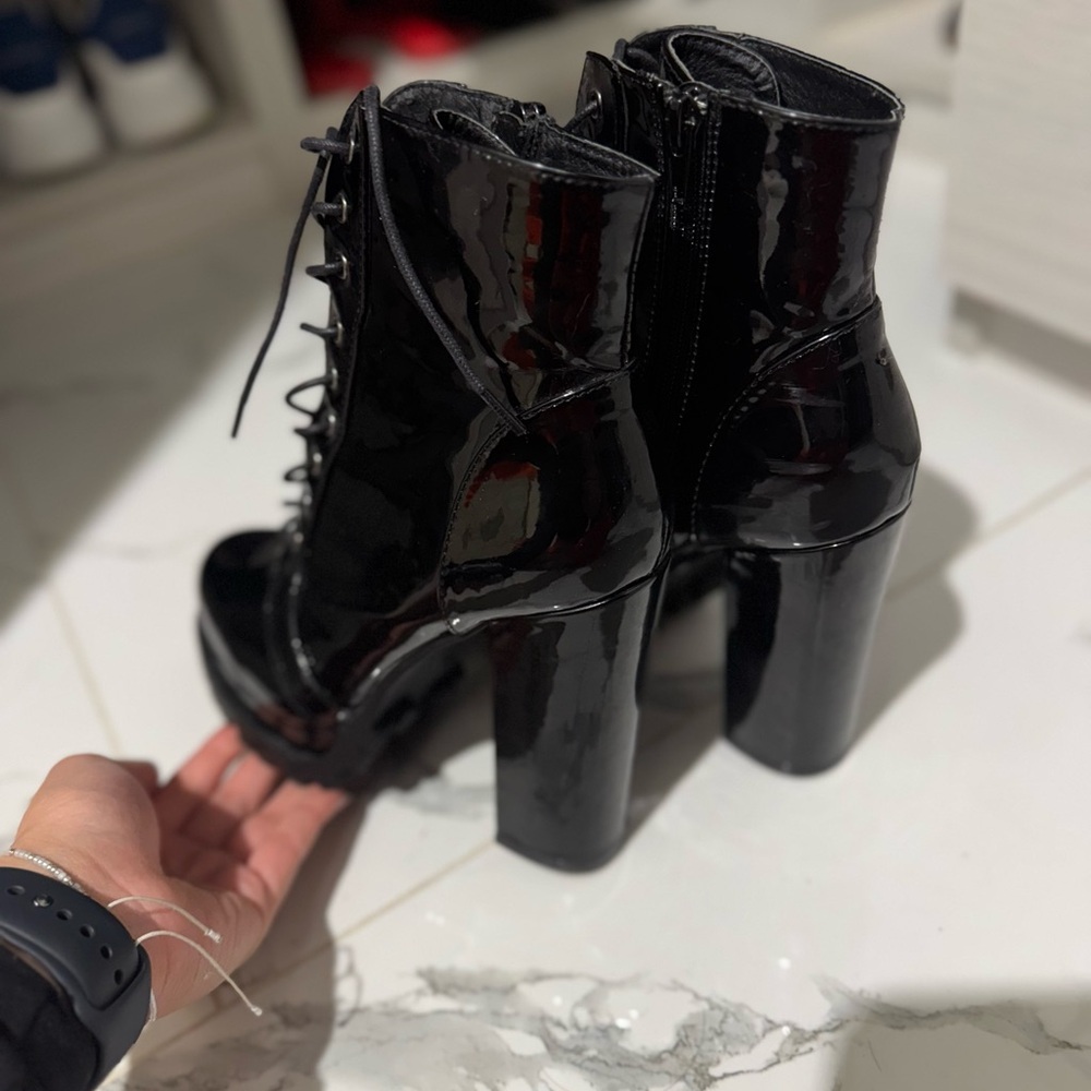 Black Patent Leather Women's Boots
